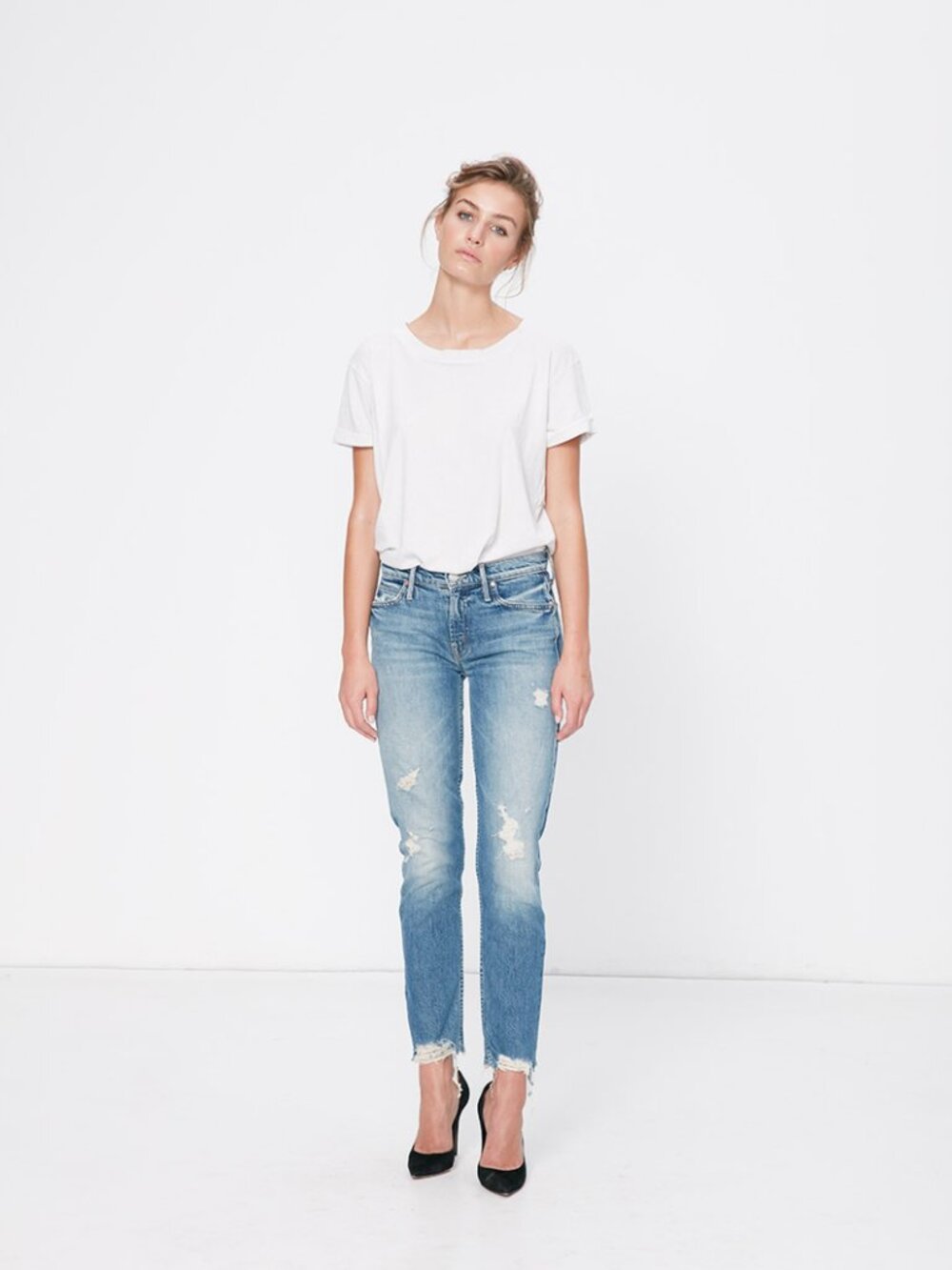 MOTHER The Flirt Crop Step Chew Cold Feet Cropped Jeans, Size 24